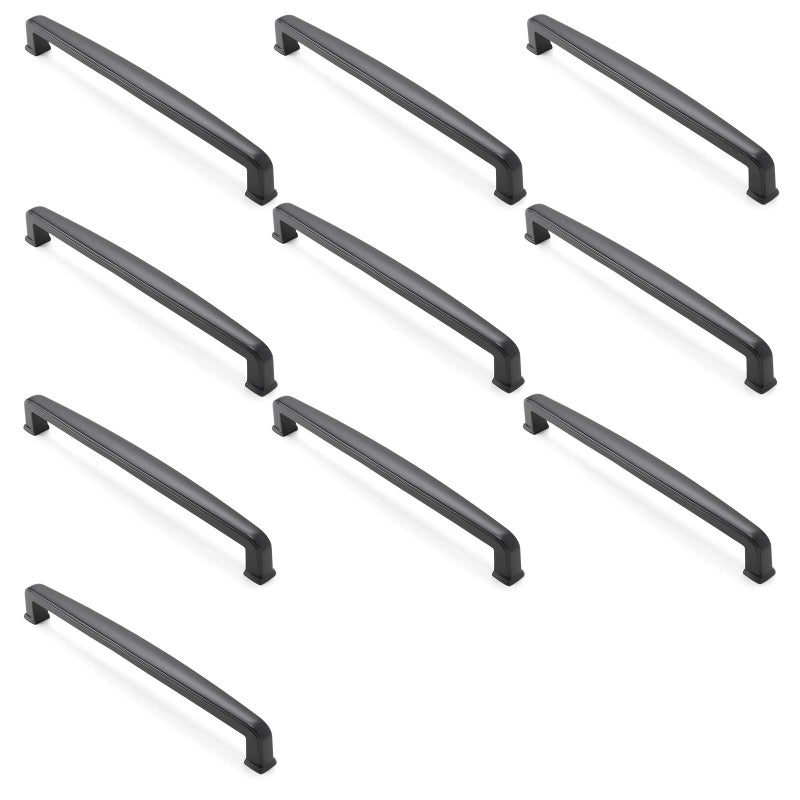 CAULDHAM 10 Pack Solid Kitchen Cabinet Handles (7-1/2" Hole Centers) - Drawer/Door Hardware - Style T765 - Matte Black - Image 3
